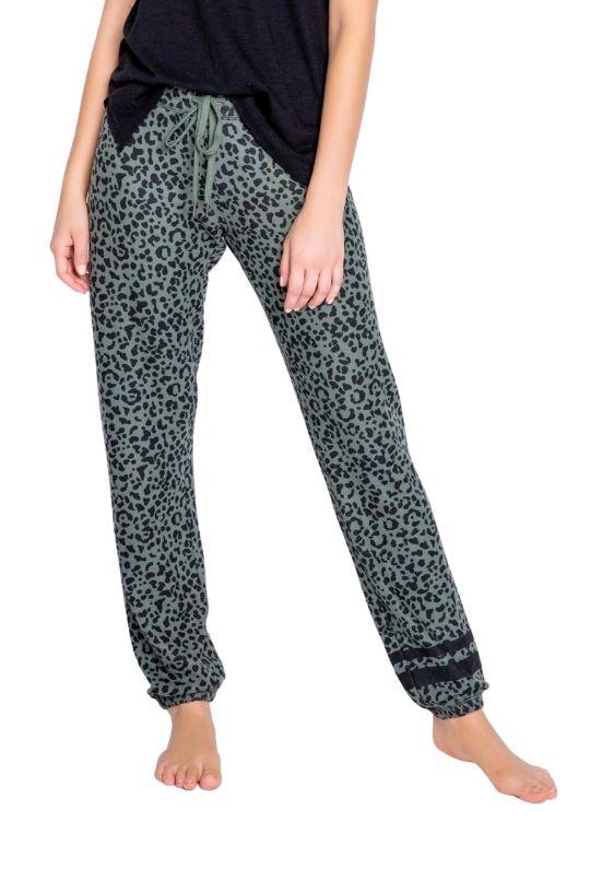 PJ Salvage Running Wild Leopard Banded Pants - Olive - Styleartist