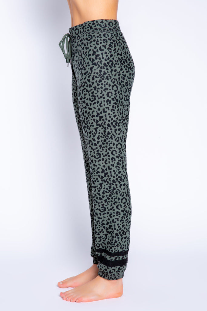 PJ Salvage Running Wild Leopard Banded Pants - Olive - Styleartist