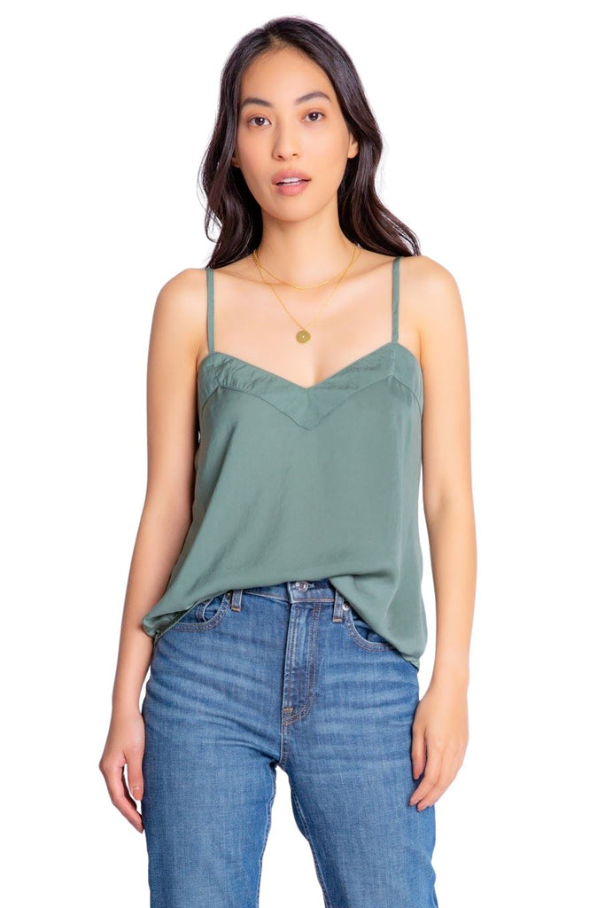 Pj Salvage Sister Satin Solid Cami - Sage - Styleartist