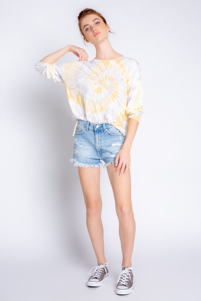 PJ Salvage Sunburst Modal Tie Dye Long Sleeve Top- Sunshine - Styleartist