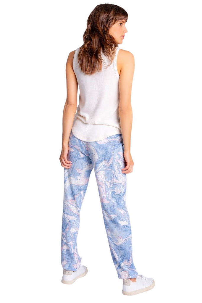 Pj Salvage Swirls Marble Banded Pant - Blue - Styleartist