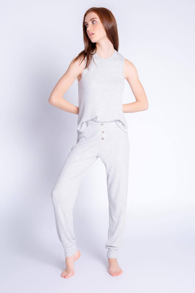 PJ Salvage Textured Lounge Solid Jammie Pant- Heather Grey - Styleartist