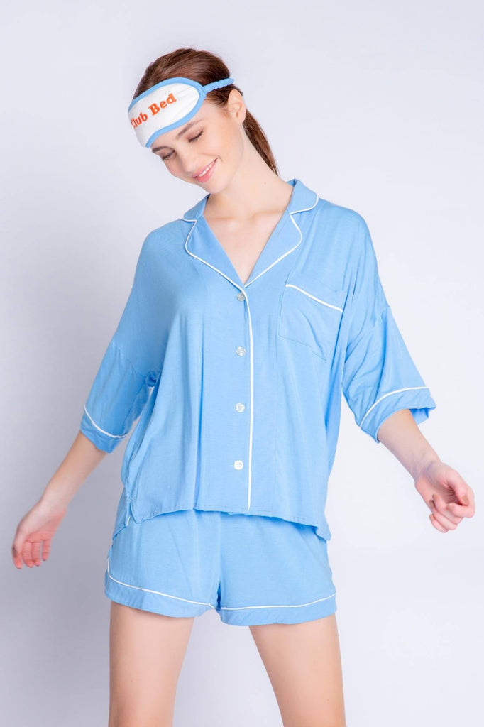 PJ Salvage Tropical Modals Solid PJ Set- Blue - Styleartist