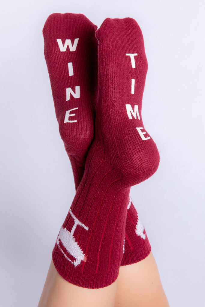 PJ Salvage Wine Time Fun Socks- Port - Styleartist
