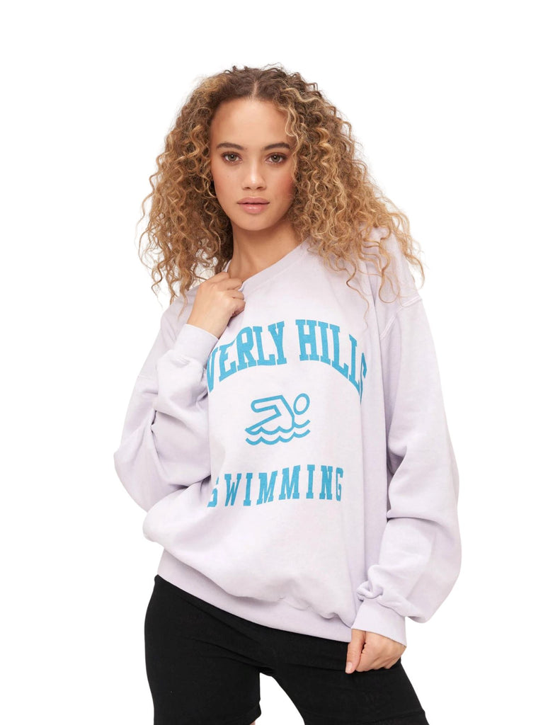 Project Social T Beverley Hills Swimming Club Sweatshirt- Lilac Chalk - Styleartist