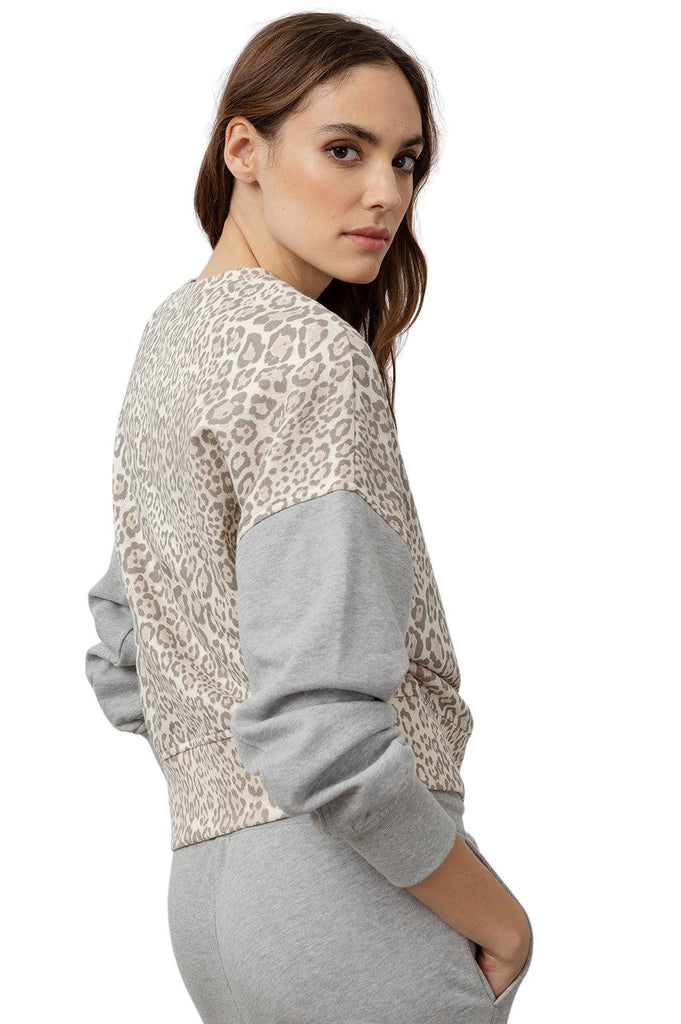 Rails Alice Cheetah Crew Neck Sweatshirt - Mixed Grey - Styleartist