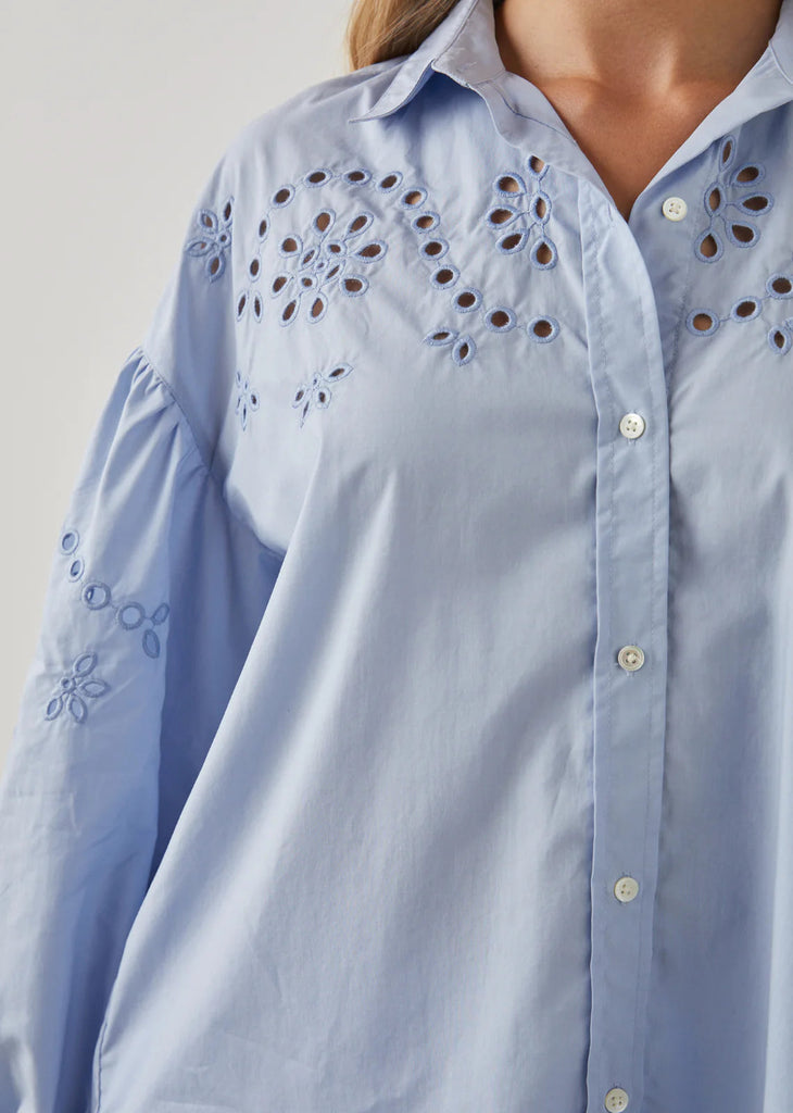 Rails Alister Button Down Eyelet Embroidered Shirt - Blue Jay - Styleartist
