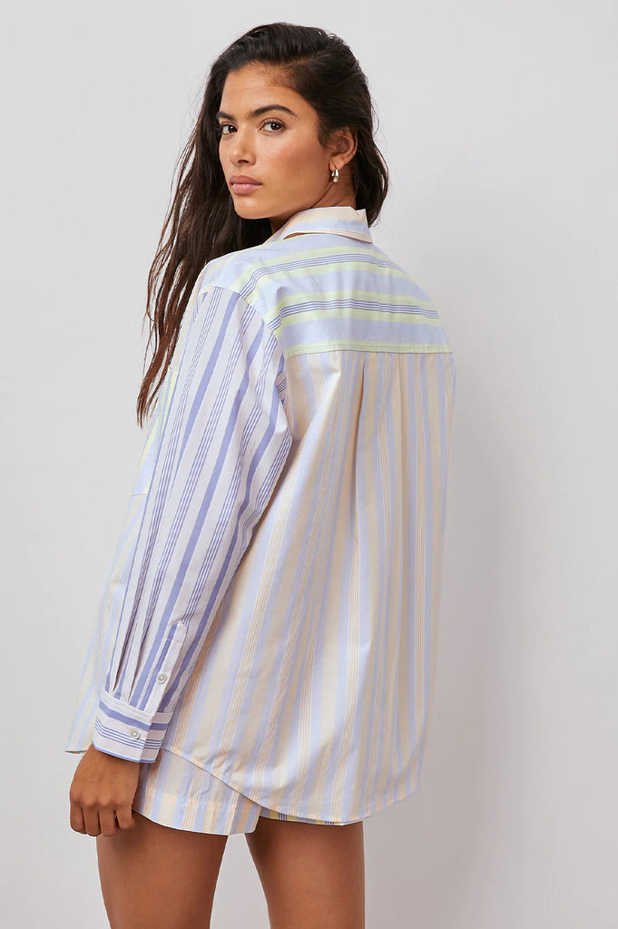 Rails Arlo Cotton Poplin Button-Down Shirt- Citrus Mixed Stripe - Styleartist
