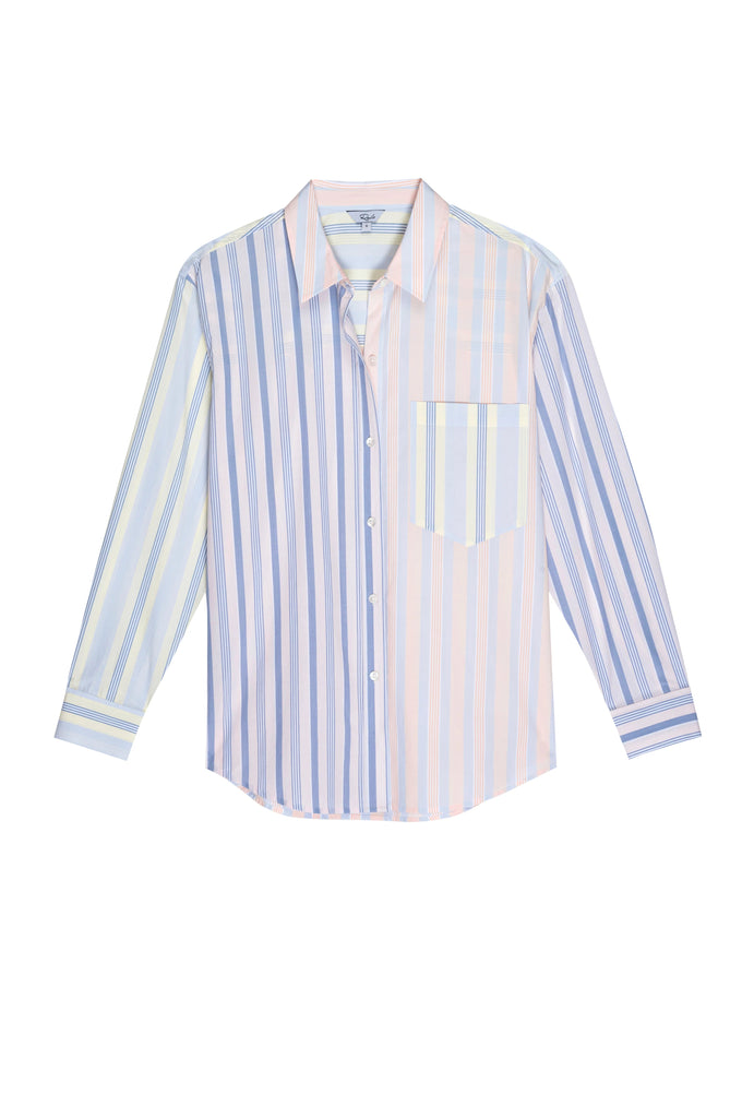 Rails Arlo Cotton Poplin Button-Down Shirt- Citrus Mixed Stripe - Styleartist