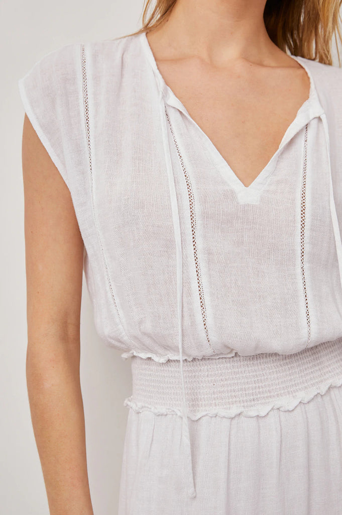 Rails Ashlyn Luxe Linen Midi Dress- White Lace Detail - Styleartist