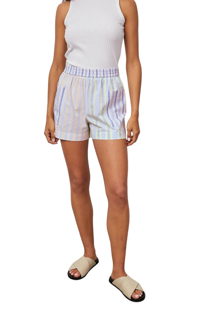 Rails Boxer Cotton Poplin Pullover Boxer Style Shorts- Citrus Mix Stripe - Styleartist