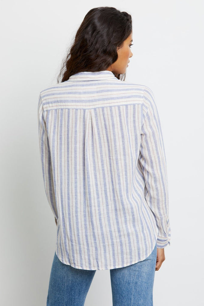 Rails Charli Long Sleeve Linen Button Down Shirt- Bacara Stripe - Styleartist
