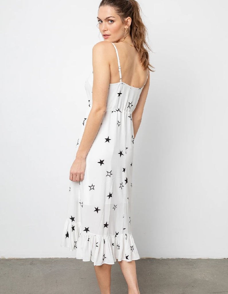Rails Frida Stellar Mid Length Dress - White with Star Print - Styleartist