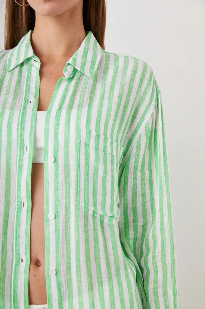 Rails Jaylin Button Down Shirt - Cayman Green Stripe - Styleartist