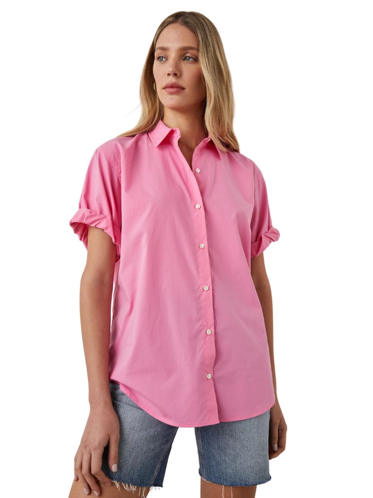 Rails Jojo Short-Sleeve Button Down Shirt - Hot Pink - Styleartist