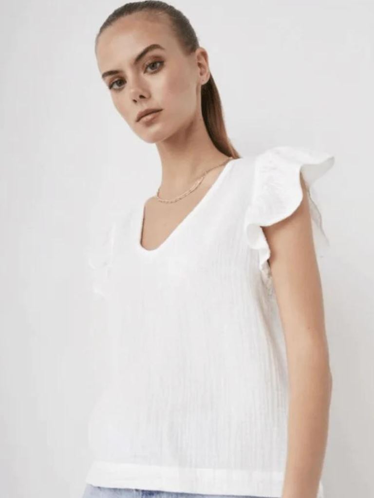 Rails Lela Flutter Sleeve Top - White - Styleartist