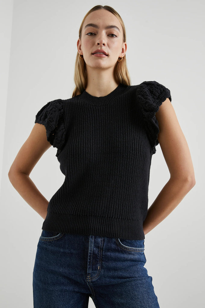 Rails Penelope Ruffle Sleeve Sweater - Black - Styleartist
