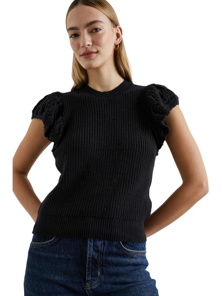Rails Penelope Ruffle Sleeve Sweater - Black - Styleartist
