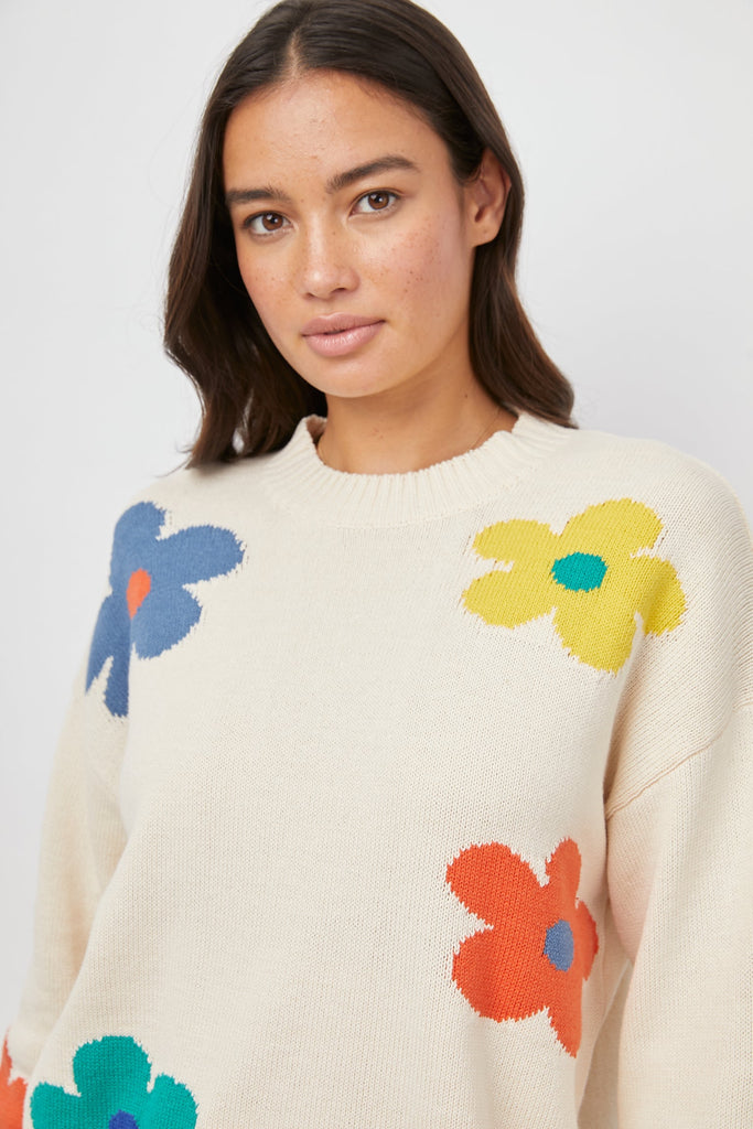 Rails Perci Cotton Sweater - Ivory Daisies - Styleartist