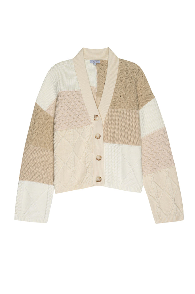 Rails Reese Patchwork Boxy Cable Cardigan- Cream - Styleartist