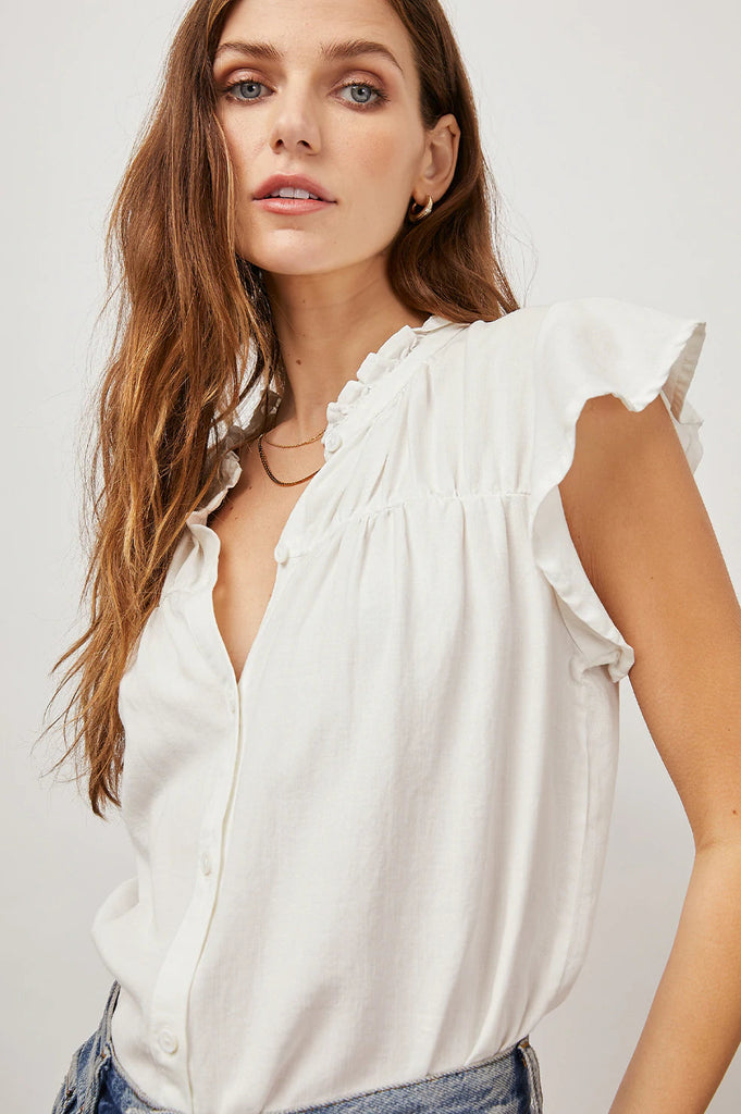 Rails Ruthie Short Sleeve Blouse- White - Styleartist