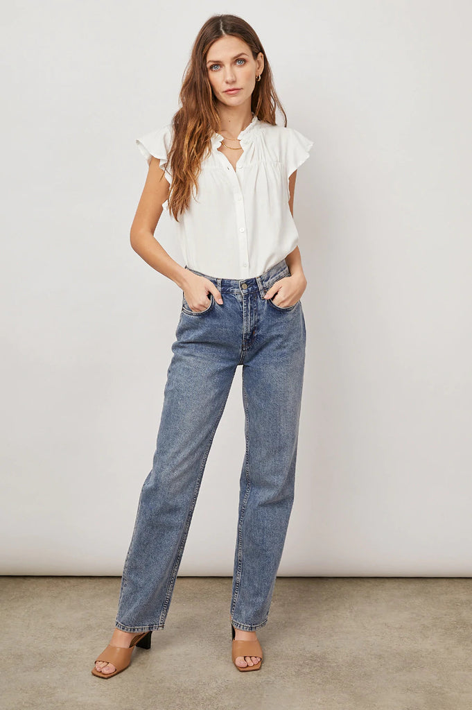 Rails Ruthie Short Sleeve Blouse- White - Styleartist