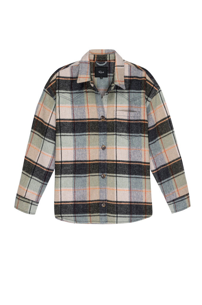 Rails Tripp Button Down Shirt Jacket- Mint Multi - Styleartist