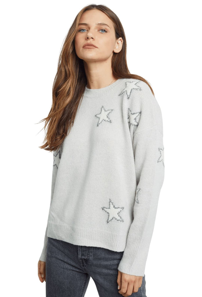 Rails Virgo Cashmere Wool Blend Sweater - Grey White Stars - Styleartist