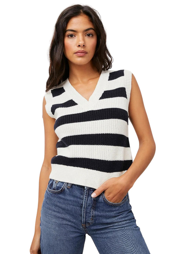 Rails Yuli Sweater Vest- Navy White Stripe - Styleartist