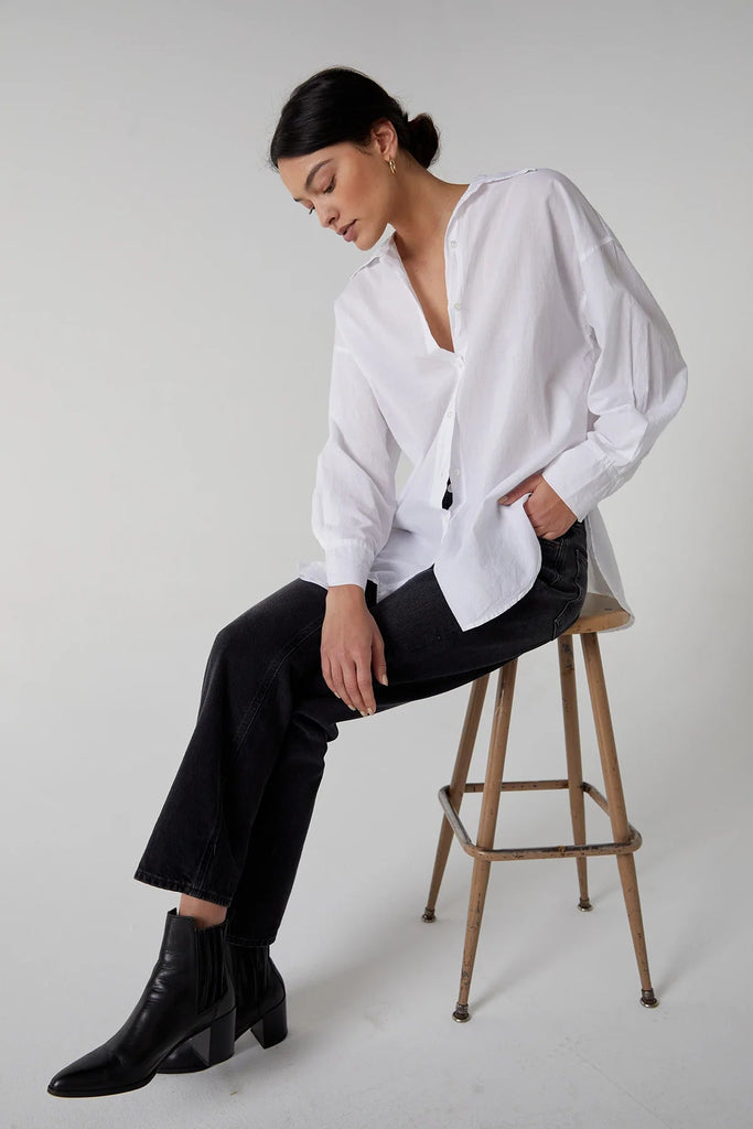 Velvet Redondo Cotton Button-up Shirt - White - Styleartist