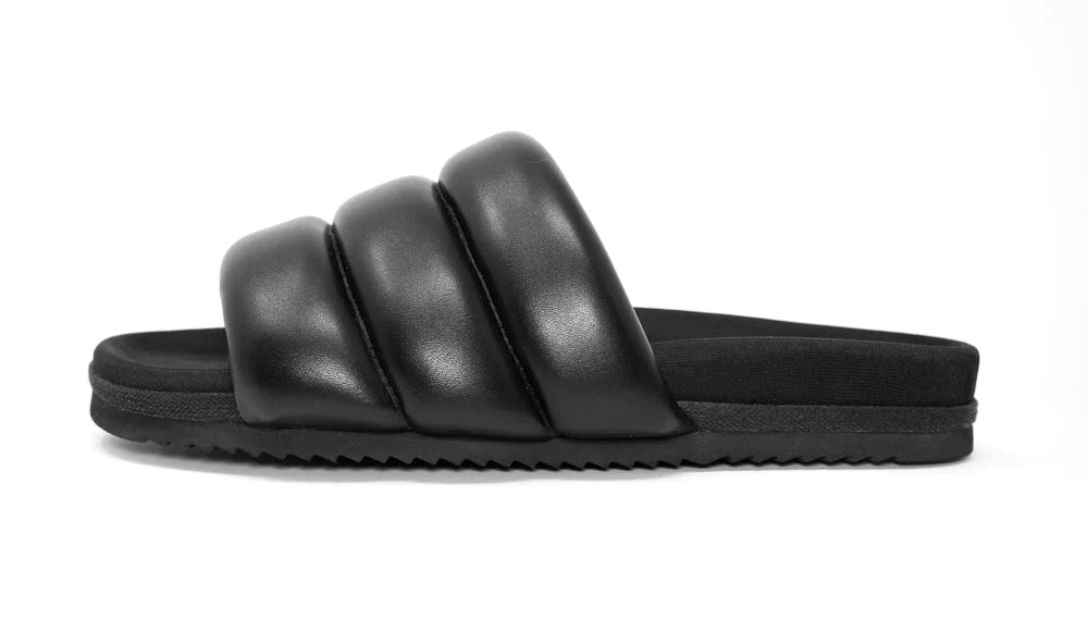 ROAM Puffy Vegan Leather Sandals - Black - Styleartist