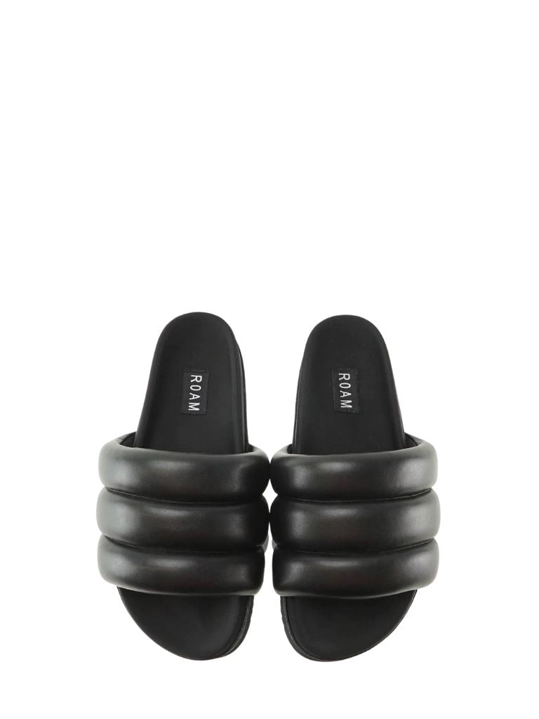 ROAM Puffy Vegan Leather Sandals - Black - Styleartist