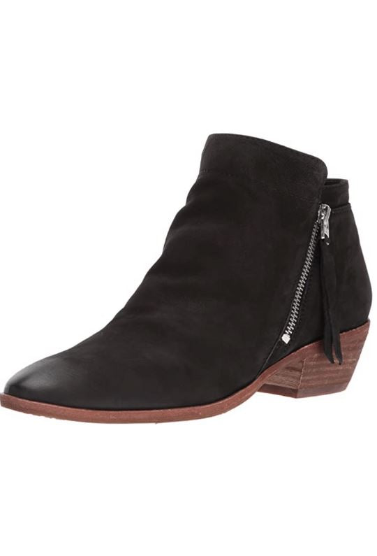 Sam Edelman Packer Bootie With Zipper - Black Nubuck Leather â Styleartist