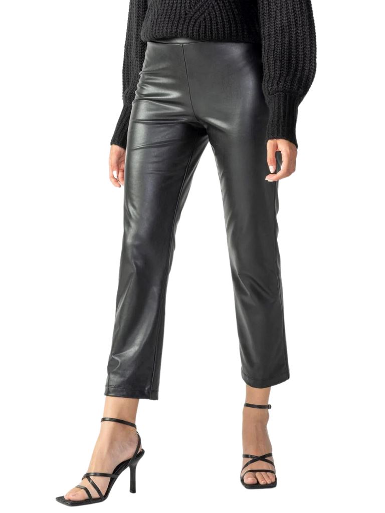 Sanctuary Leather Like Carnaby Kick Crop Pant - Black - Styleartist