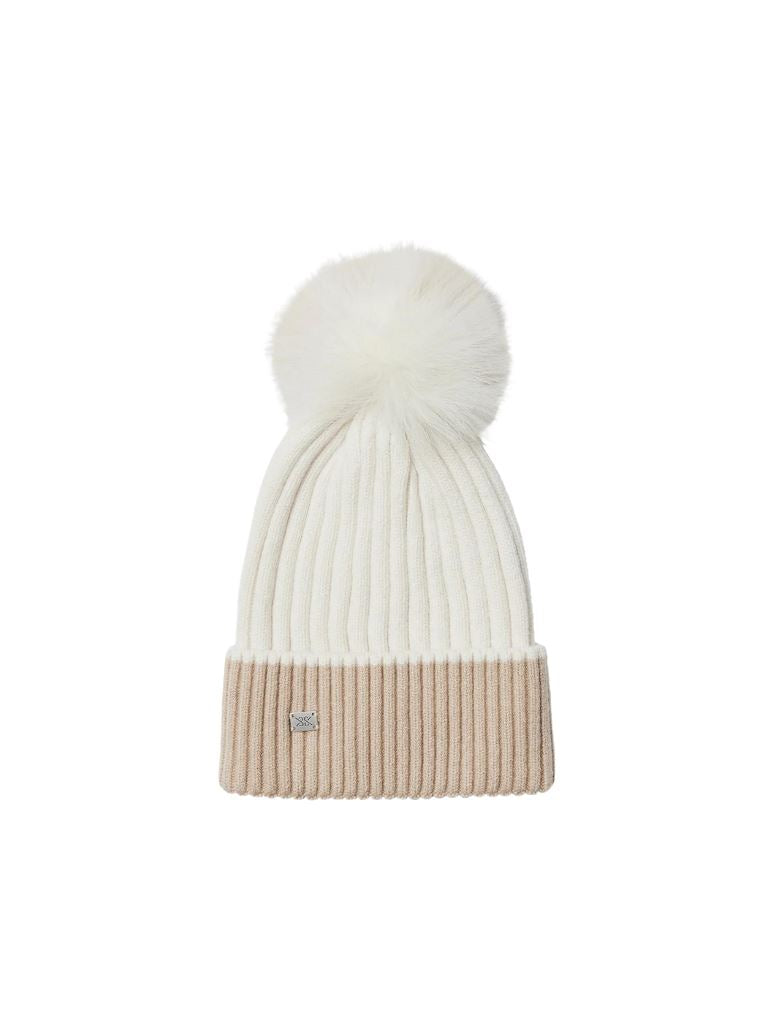 Soia & Kyo Ciel Knit Hat With Removable Pompom - Powder/Hush - Styleartist