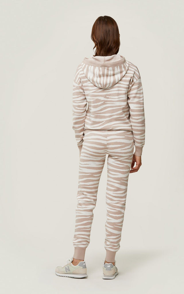 Soia & Kyo Verona Sustainable Zebra Print Cuffed Sweatpants- Peal Off White - Styleartist