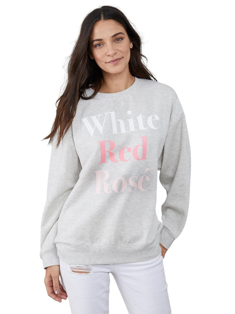 South Parade Alexa Oversized Sweatshirt White Red Rose- Light Heather Grey - Styleartist