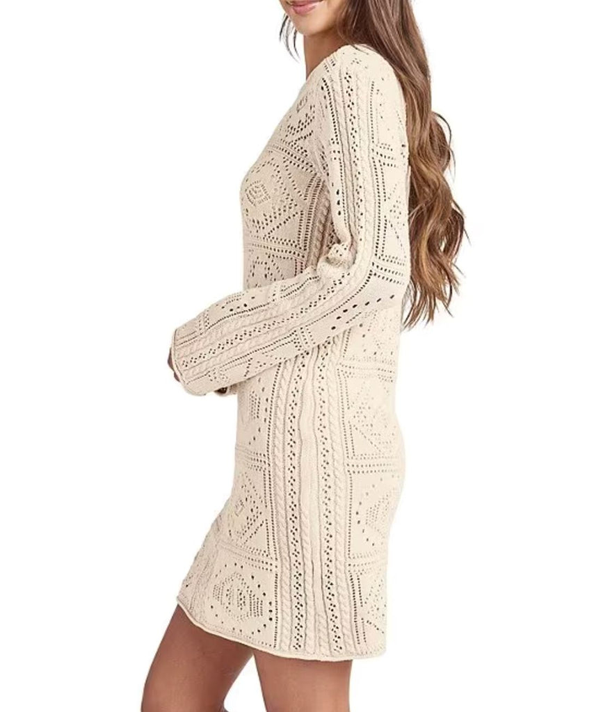 Splendid Kimi Long-Sleeve Crochet Dress - Natural - Styleartist