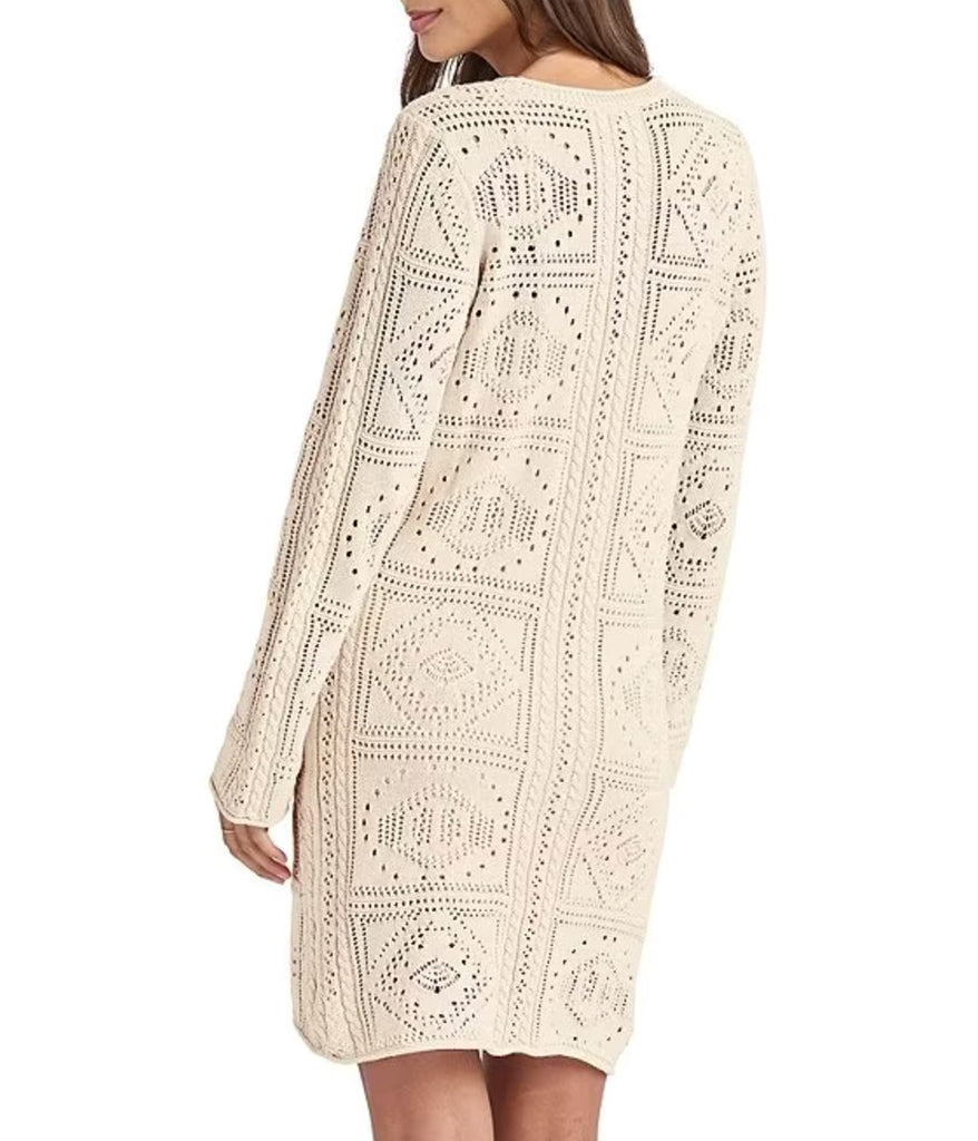 Splendid Kimi Long-Sleeve Crochet Dress - Natural - Styleartist
