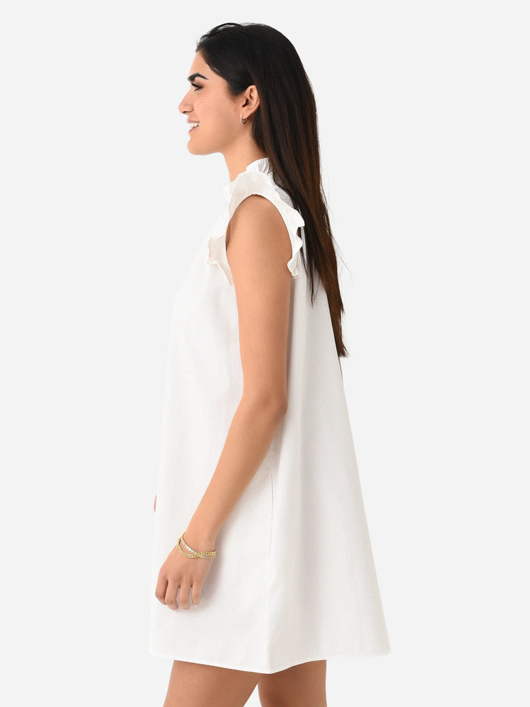 STARKx Denim Princess Dress - White - Styleartist