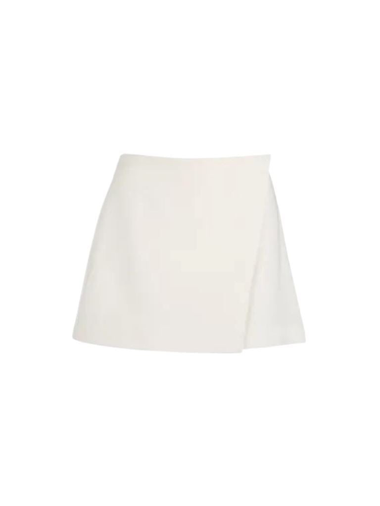 Suncoo Bary High Waisted Wrap Shorts- Off White - Styleartist