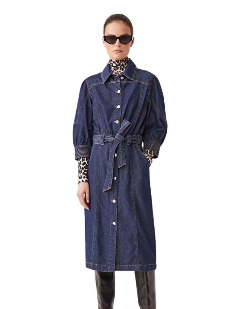 Suncoo Cedra Denim Midi Dress - Blue - Styleartist