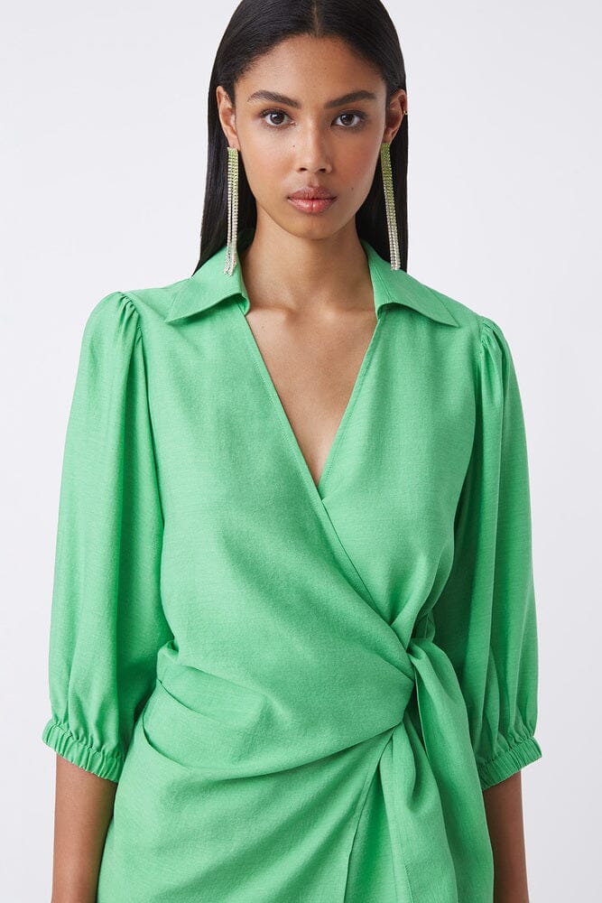 Suncoo Cesira Wrap Dress - Green Styleartist Suncoo Cesira Wrap Dress - Green Styleartist