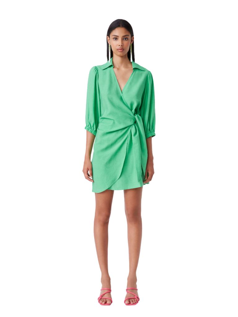 Suncoo Cesira Wrap Dress - Green - Styleartist