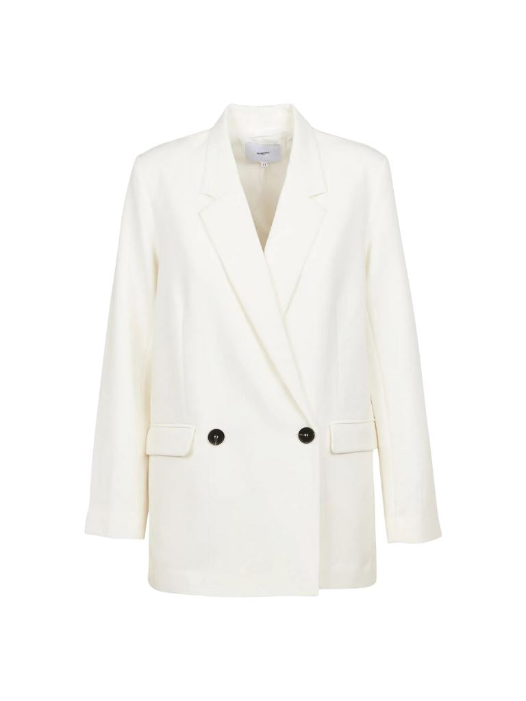Suncoo Damby Oversized Blazer Jacket- Off White - Styleartist