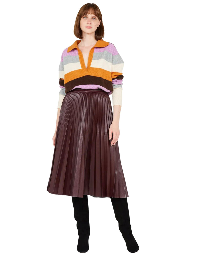 Suncoo Flor Pleated Mini Skirt - Prune - Styleartist