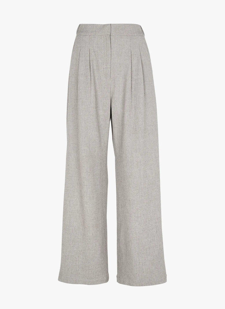 Suncoo Joel High-Waisted Wide-leg Pant - Gris Chine - Styleartist