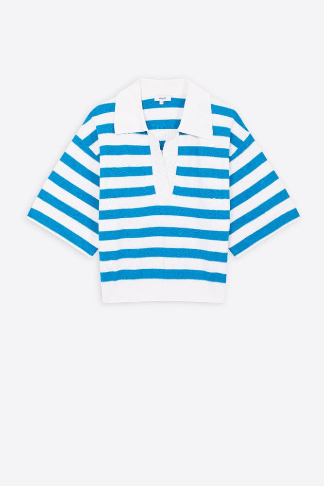 Suncoo Pablito Striped Polo Sweater - Blue - Styleartist