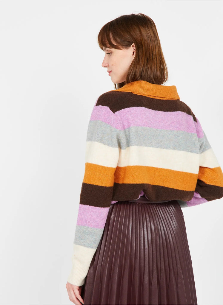 Suncoo Pinata Striped Knit Sweater - Mauve - Styleartist