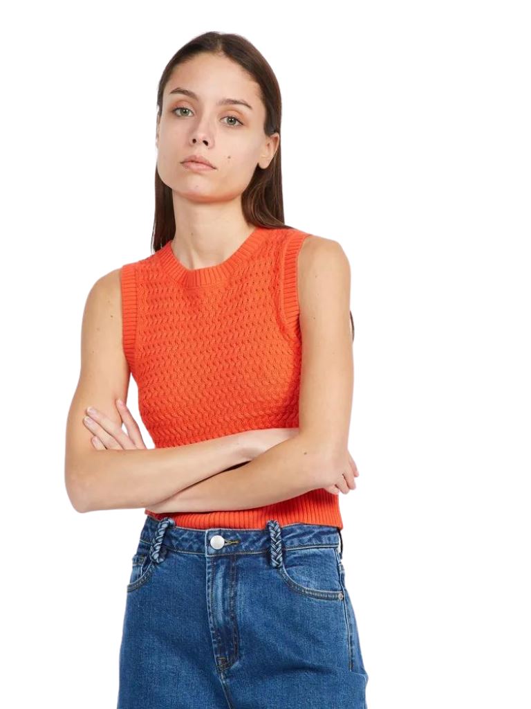 Suncoo Primor Sleeveless Sweater Vest - Orange - Styleartist